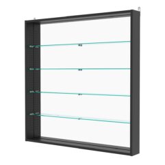 Витрина настенная с регулировочными полками №4-2ГУ-РЕГ с зеркалом, Черный