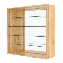 Витрина настенная с регулировочными полками №4-2ГГ-РЕГ с зеркалом, Дуб Золотистый