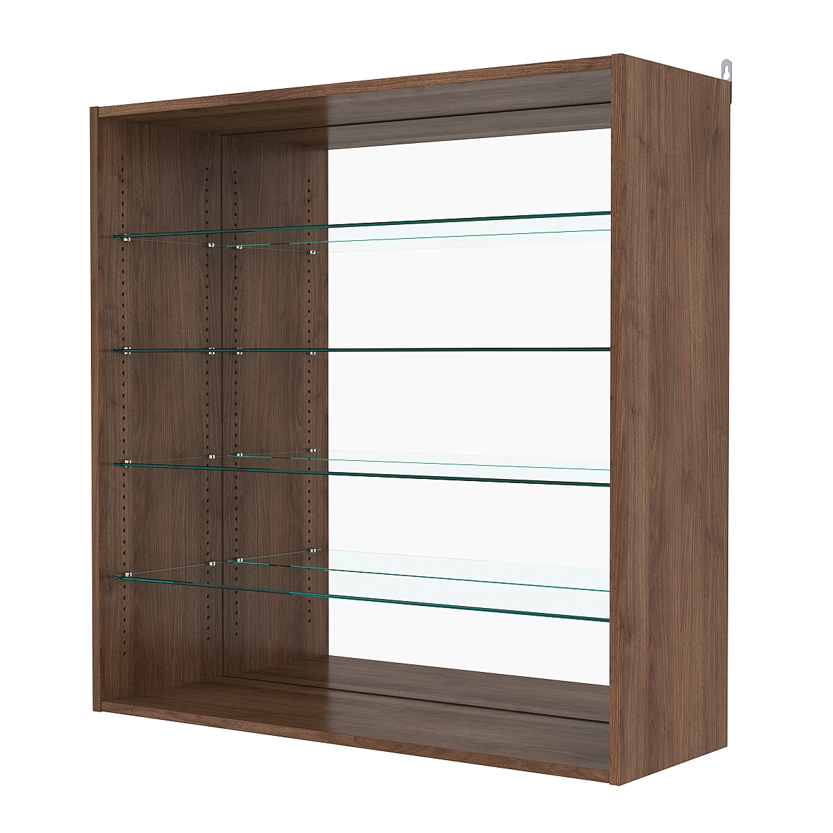 Витрина настенная с регулировочными полками №4-2ГГ-РЕГ с зеркалом, Орех