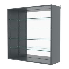 Витрина настенная с регулировочными полками №4-2ГГ-РЕГ с зеркалом, Темно-Серый