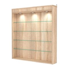 Витрина настенная с регулировочными полками №4-3Г-РЕГ с подсветкой, Дуб Сонома