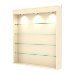 Витрина настенная с регулировочными полками №4-3Г-РЕГ с подсветкой, Крем Вайс