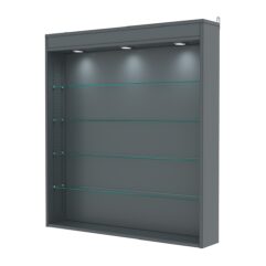 Витрина настенная с регулировочными полками №4-3Г-РЕГ с подсветкой, Темно-Серый