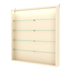 Витрина настенная с регулировочными полками №4-3ГУ-РЕГ с подсветкой, Крем Вайс