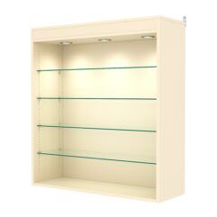 Витрина настенная с регулировочными полками №4-3ГГ-РЕГ с подсветкой, Крем Вайс