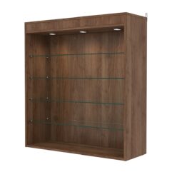 Витрина настенная с регулировочными полками №4-3ГГ-РЕГ с подсветкой, Орех