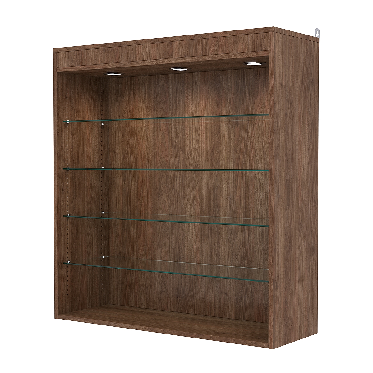 Витрина настенная с регулировочными полками №4-3ГГ-РЕГ с подсветкой, Орех