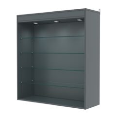 Витрина настенная с регулировочными полками №4-3ГГ-РЕГ с подсветкой, Темно-Серый