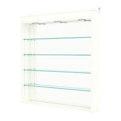 Витрина настенная с регулировочными полками №4-4Г-РЕГ с зеркалом и с подсветкой, Белый