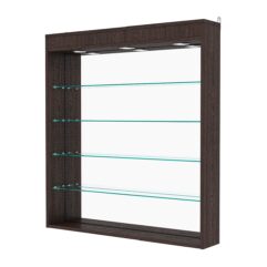 Витрина настенная с регулировочными полками №4-4Г-РЕГ с зеркалом и с подсветкой, Дуб Венге
