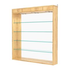 Витрина настенная с регулировочными полками №4-4Г-РЕГ с зеркалом и с подсветкой, Дуб Золотистый