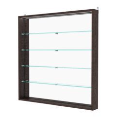 Витрина настенная с регулировочными полками №4-4ГУ-РЕГ с зеркалом и с подсветкой, Дуб Венге