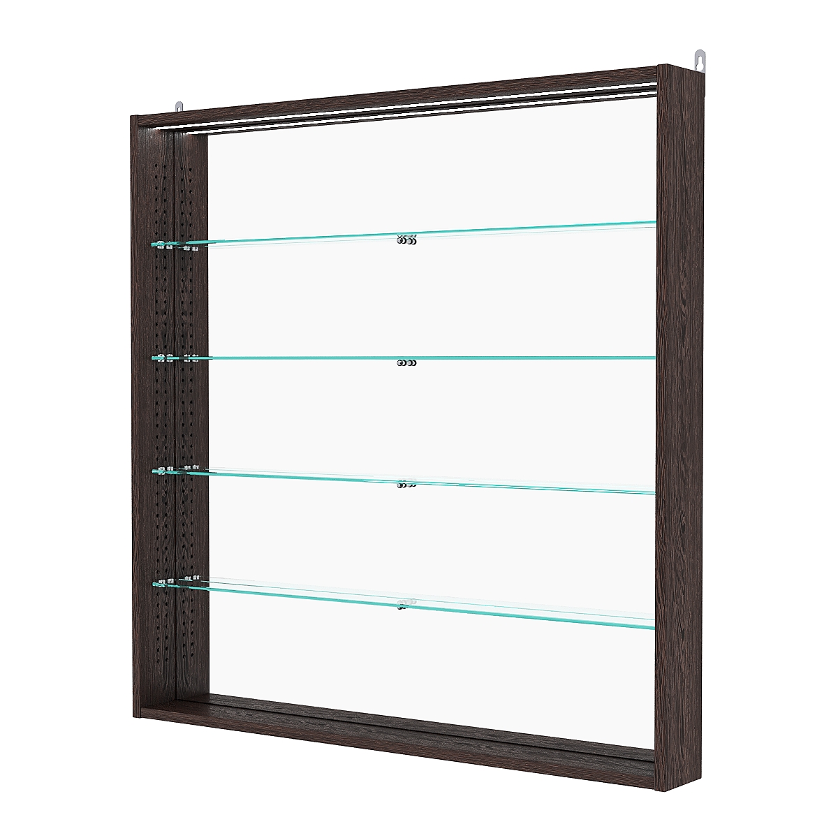 Витрина настенная с регулировочными полками №4-4ГУ-РЕГ с зеркалом и с подсветкой, Дуб Венге