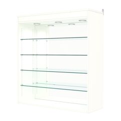 Витрина настенная с регулировочными полками №4-4ГГ-РЕГ с зеркалом и с подсветкой, Белый