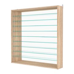 Витрина настенная с регулировочными полками №4-6Г-РЕГ с зеркалом, Дуб Сонома