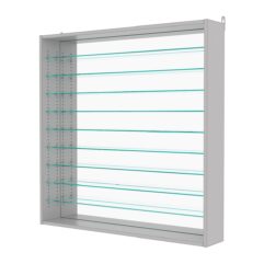 Витрина настенная с регулировочными полками №4-6Г-РЕГ с зеркалом, Серый