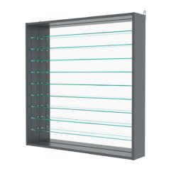 Витрина настенная с регулировочными полками №4-6Г-РЕГ с зеркалом, Темно-Серый