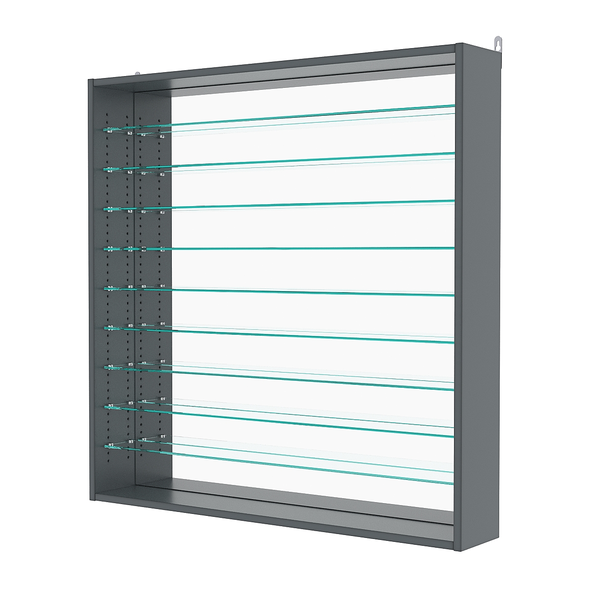 Витрина настенная с регулировочными полками №4-6Г-РЕГ с зеркалом, Темно-Серый