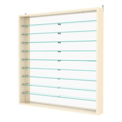 Витрина настенная с регулировочными полками №4-6ГУ-РЕГ с зеркалом, Крем Вайс