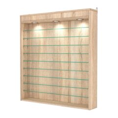 Витрина настенная с регулировочными полками №4-7Г-РЕГ с подсветкой, Дуб Сонома