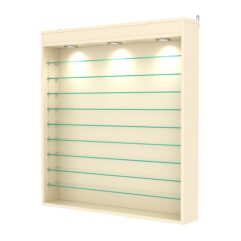 Витрина настенная с регулировочными полками №4-7Г-РЕГ с подсветкой, Крем Вайс