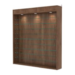 Витрина настенная с регулировочными полками №4-7Г-РЕГ с подсветкой, Орех