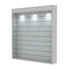 Витрина настенная с регулировочными полками №4-7Г-РЕГ с подсветкой, Серый