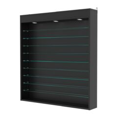 Витрина настенная с регулировочными полками №4-7Г-РЕГ с подсветкой, Черный