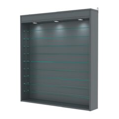 Витрина настенная с регулировочными полками №4-7Г-РЕГ с подсветкой, Темно-Серый