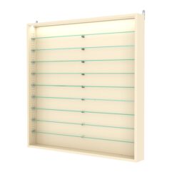 Витрина настенная с регулировочными полками №4-7ГУ-РЕГ с подсветкой, Крем Вайс