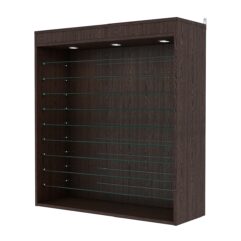 Витрина настенная с регулировочными полками №4-7ГГ-РЕГ с подсветкой, Дуб Венге