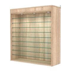 Витрина настенная с регулировочными полками №4-7ГГ-РЕГ с подсветкой, Дуб Сонома