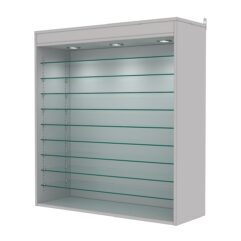 Витрина настенная с регулировочными полками №4-7ГГ-РЕГ с подсветкой, Серый