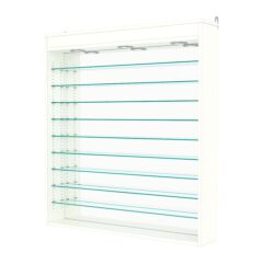 Витрина настенная с регулировочными полками №4-8Г-РЕГ с зеркалом и с подсветкой, Белый