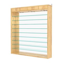 Витрина настенная с регулировочными полками №4-8Г-РЕГ с зеркалом и с подсветкой, Дуб Золотистый