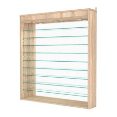 Витрина настенная с регулировочными полками №4-8Г-РЕГ с зеркалом и с подсветкой, Дуб Сонома