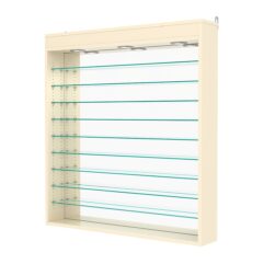 Витрина настенная с регулировочными полками №4-8Г-РЕГ с зеркалом и с подсветкой, Крем Вайс