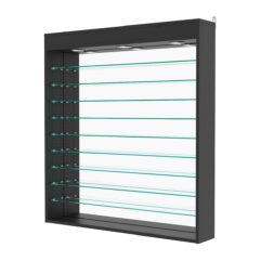 Витрина настенная с регулировочными полками №4-8Г-РЕГ с зеркалом и с подсветкой, Черный