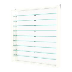 Витрина настенная с регулировочными полками №4-8ГУ-РЕГ с зеркалом и с подсветкой, Белый