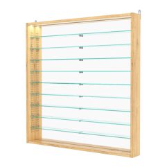 Витрина настенная с регулировочными полками №4-8ГУ-РЕГ с зеркалом и с подсветкой, Дуб Золотистый