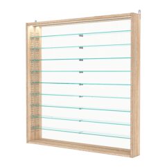 Витрина настенная с регулировочными полками №4-8ГУ-РЕГ с зеркалом и с подсветкой, Дуб Сонома