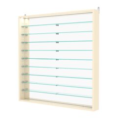 Витрина настенная с регулировочными полками №4-8ГУ-РЕГ с зеркалом и с подсветкой, Крем Вайс