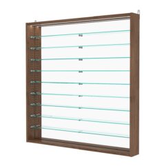 Витрина настенная с регулировочными полками №4-8ГУ-РЕГ с зеркалом и с подсветкой, Орех