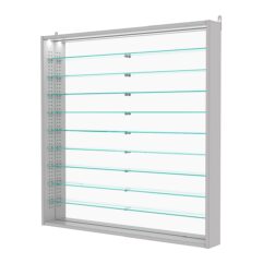 Витрина настенная с регулировочными полками №4-8ГУ-РЕГ с зеркалом и с подсветкой, Серый