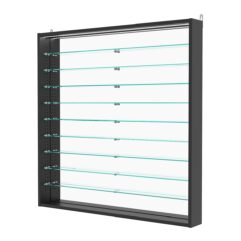 Витрина настенная с регулировочными полками №4-8ГУ-РЕГ с зеркалом и с подсветкой, Черный