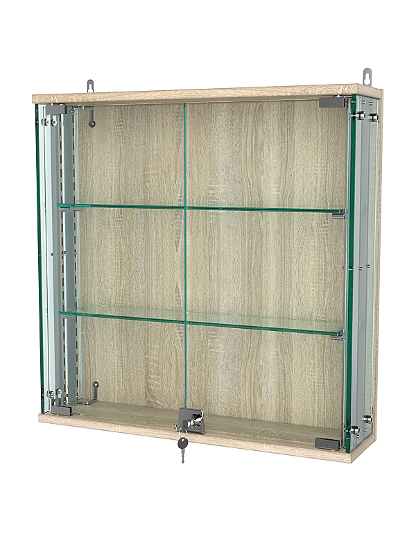 Витрина с регулировочными полками АТРИУМ настенная №1-1-РЕГ, Дуб Сонома