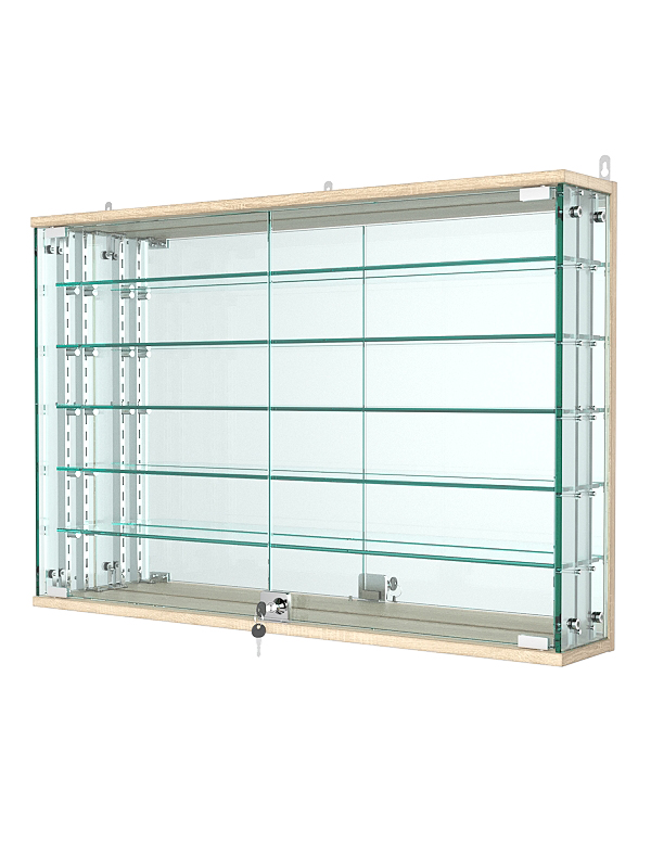 Витрина с регулировочными полками АТРИУМ настенная №3-6-РЕГ, Дуб Сонома