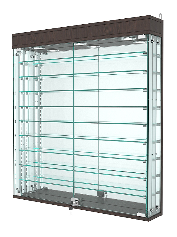 Витрина АТРИУМ с регулировочными полками настенная №4А-6-РЕГ, Дуб Венге