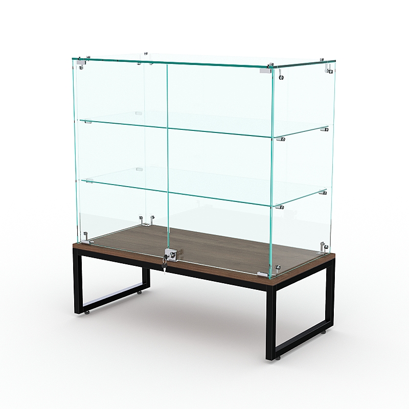 Торговый стеклянный прилавок ЛОФТ СТИЛЬ №122 (с дверкой), Орех