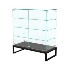 Торговый стеклянный прилавок ЛОФТ СТИЛЬ №123 (с дверками), Дуб Венге